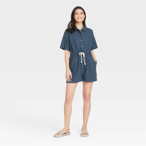 Universal Thread Women's Plus Size Short Sleeve Boilersuit Navy Blue 4X - Picture 3 of 7